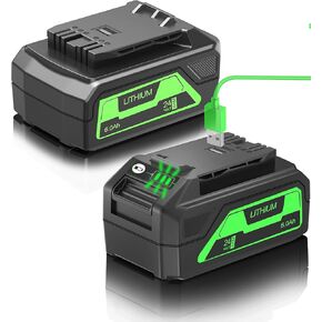 6.0Ah Replacement for Greenworks 24V Battery 29842 29852 LB24A020 for Greenworks 24V Trimmer Weed Blower (2 Packs) in Kuwait