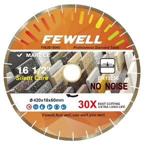 FEWELL 16inch Porcelain Bridge Saw Blade 45° Miter Cutting Silent Dekton Diamond Saw Blade 10mm Segment Wet Cutting Dekton Tile Porcelain 400x10x60/50mm in Saudi Arabia