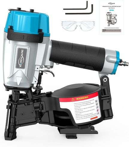 YARDCARE CRN45 Roofing Nailer, 15 Degree Pneumatic Coil Roofing Nail Gun, 120 Coil Capacity, 70-120 PSI for 7/8″ to 1-3/4″ Nails Pistolas Para Roofing for Asphalt Roofing Shingles Wooden Cases in Kuwait