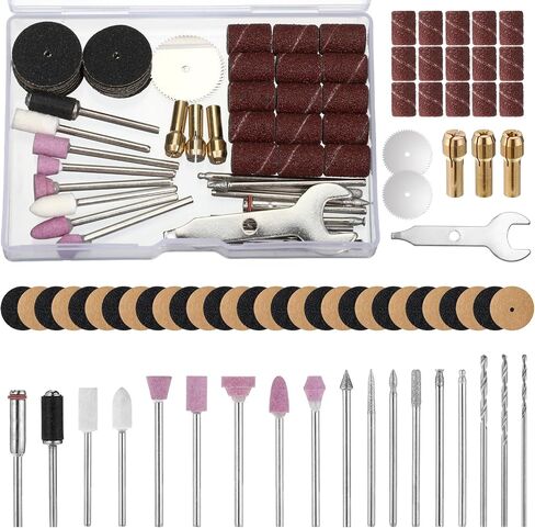 69 Pcs Rotary Tool Accessories Sanding Bits Kit 1.0/1.6/2.3mm Diameter Shanks Universal Rotary Tool Bits for Woodworking, Drilling, Sanding, Polishing, Carving in Kuwait