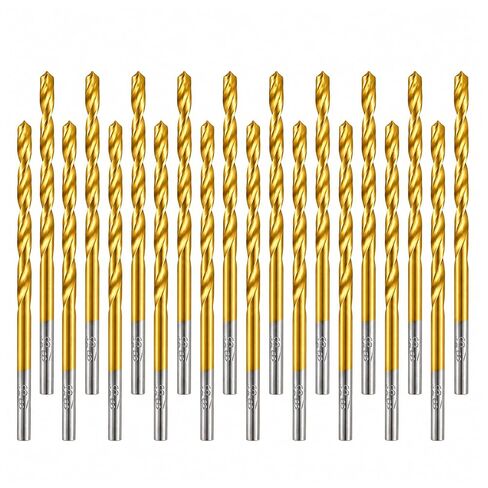 1/8 Inch Twist Drill Bits 20-Piece, Titanium Coated HSS Jobber Length Drill Bit Set, 135° Split Point for Hard Metal, Stainless Steel, Wood, Plastic in Kuwait