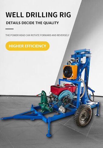 Wheel Type Mini Water Well Drill Hydraulic Borehole Drilling Rig 120m | Mobile Water Well Drilling Rig | Portable 120m Deep Borehole Drilling Machine with Hydraulic Power & Wheel Design for Farms in Kuwait