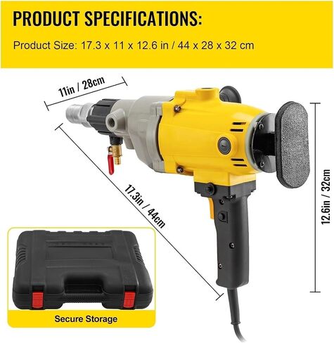 2180W Handheld Diamond Core Drilling Rig Concrete 180mm Electric Stepless Speed Wet or Dry Machine Power Tool for Beginners DIY,Wide Range of Application in Kuwait