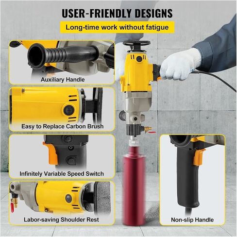 2180W Handheld Diamond Core Drilling Rig Concrete 180mm Electric Stepless Speed Wet or Dry Machine Power Tool for Beginners DIY,Wide Range of Application in Kuwait