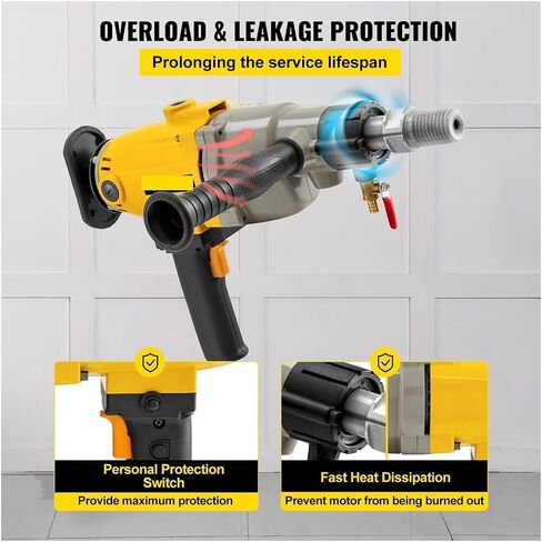 2180W Handheld Diamond Core Drilling Rig Concrete 180mm Electric Stepless Speed Wet or Dry Machine Power Tool for Beginners DIY,Wide Range of Application in Kuwait
