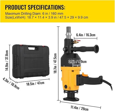 Diamond Core Drilling Machine Handheld Variable Speed Wet Dry Concrete Drill Rig for Brick Stone Ceramic Range 160mm for Beginners in Kuwait