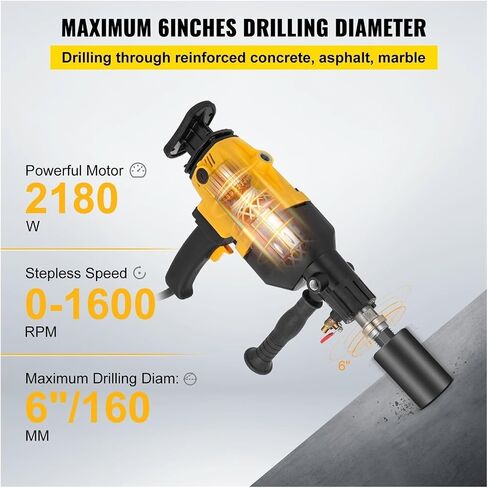 Diamond Core Drilling Machine Handheld Variable Speed Wet Dry Concrete Drill Rig for Brick Stone Ceramic Range 160mm for Beginners in Kuwait