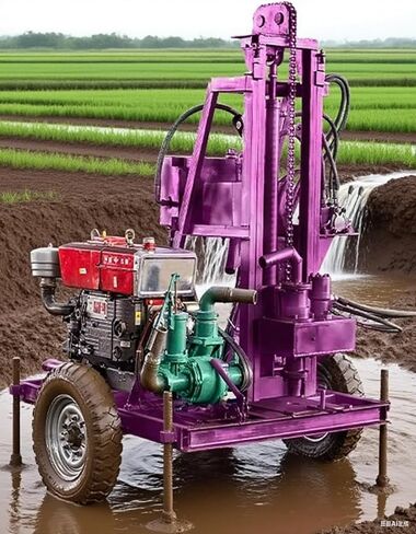 Wheel Type Small Water Well Drilling Rig Portable Hydraulic Machine | Portable Well Drilling Rig, Water Well Drilling Machine, Mobile Water Well Drilling Equipment, Compact Borehole Drill Machine in Kuwait