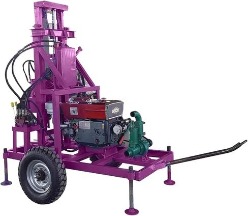 Wheel Type Small Water Well Drilling Rig Portable Hydraulic Machine | Portable Well Drilling Rig, Water Well Drilling Machine, Mobile Water Well Drilling Equipment, Compact Borehole Drill Machine in Kuwait