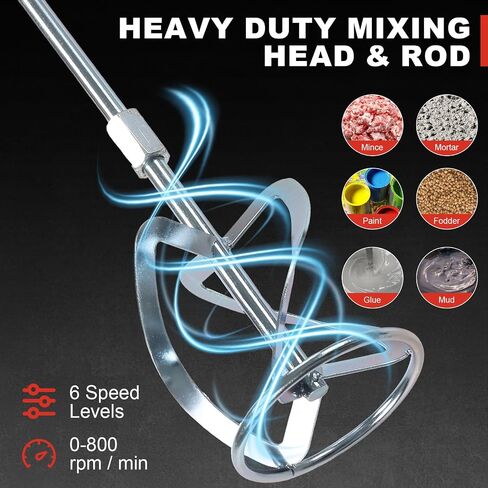 Cement Mixer, 2100W Handheld Electric Concrete Mixer, Portable Mortar Mixer with 6 Adjustable Speed, Portable 110V Mud Mixer for Mixing Concrete, Motar, Paint, Mud, Grout, Plaster, Thinset, Mince in Kuwait