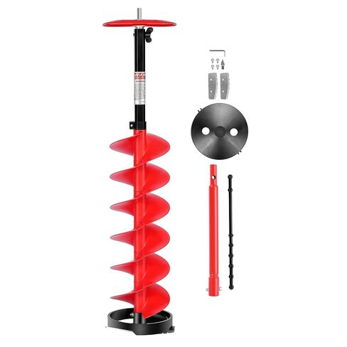 VEVOR Nylon Ice Auger Drill Bit, 8" Diameter 39" Length, Cordless Ice Augers for Ice Fishing with Extra 13.4in Extension Rod, Drill Adapter, Top Plate and Blade Guard in Kuwait