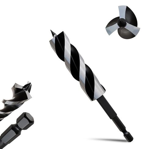7/8"×6" Professional Auger Drill Bit for Wood with Quick Change 1/4" Hex Shank- 3-Cutter Design with Dual-Flute for Fast Chip Removal, Fits Hardwood, Softwood, PVC, Drywall & Tree Stumps in Kuwait