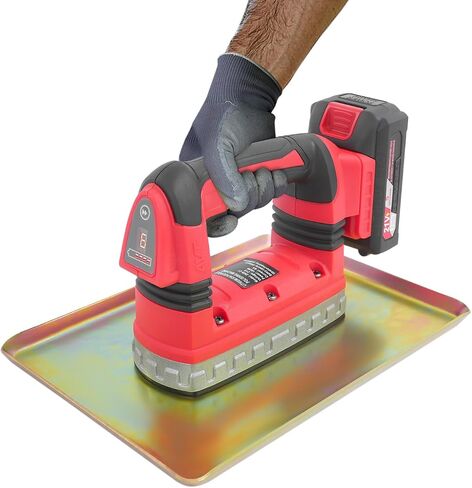 Concrete Vibrator, Portable Handheld Cement Vibrating Machine, 12V Electric Float, Steel Plate for Driveway, Patio, Floor Finishing (Red) in Kuwait