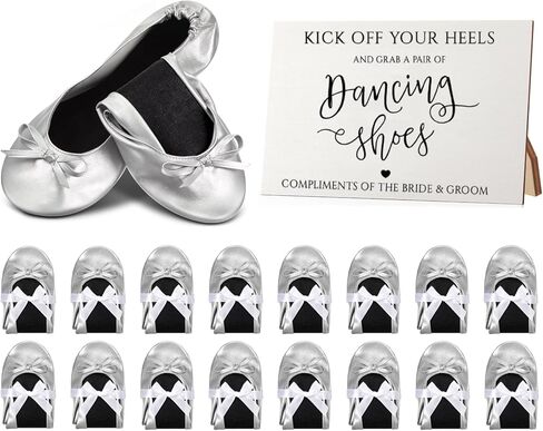 Jecery Foldable Ballet Flat for Wedding Guests Bulk Women Ballerina Dancing Slippers Party Sign Portable Travel Purse Shoes for Bridesmaid Flats Women Wedding Slippers Gift in Kuwait