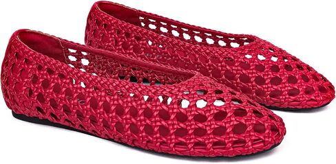 Woven Ballet Flats for Women Slip On Round Toe Comfy Casual Office Mesh Ballerina Flat Shoes in Kuwait