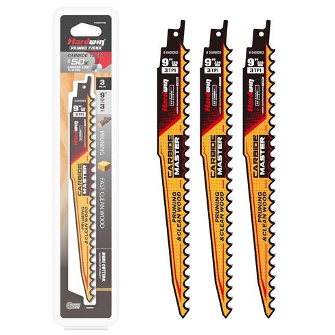 9-Inch Reciprocating Saw Blade 3TPI 24TCT Wood 3-Pack | 9-inch 24TCT carbide reciprocating saw blade designed for fast, clean wood and tree cutting in Kuwait