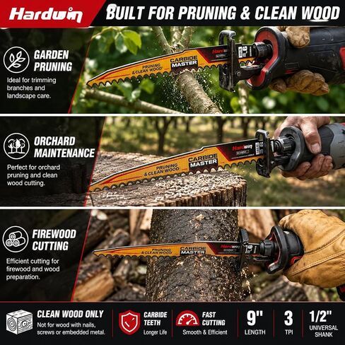 9-Inch Reciprocating Saw Blade 3TPI 24TCT Wood 3-Pack | 9-inch 24TCT carbide reciprocating saw blade designed for fast, clean wood and tree cutting in Kuwait