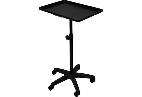 XL Single Post Mayo Instrument Stand with Steel Work Tray, Matte Black | Removable Steel Tray, Height Adjusts 74-117cm, 5 Rolling Casters, Powder Coat Finish, Friction Height Control in Kuwait