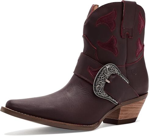 Dingo Womens Saddle Up Leather Snip Toe Zippered Casual Boots Ankle Mid Heel 2-3" - Black in Kuwait