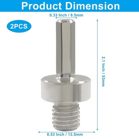Alloy Steel Core Drill Bit Adapter, 5/8"-11, Silver, 2 Pack | Thread Converter, Hex Shank, For Drills, Drill Press and Die Grinders in Kuwait