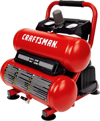 Craftsman 2-Gallon Air Compressor, 1/3 HP Oil-Free Twin Tank, 125 PSI Max – Portable & Quiet for Home DIY, Tire Inflation, Nailing & Spray Painting (Twin Stack) in Kuwait