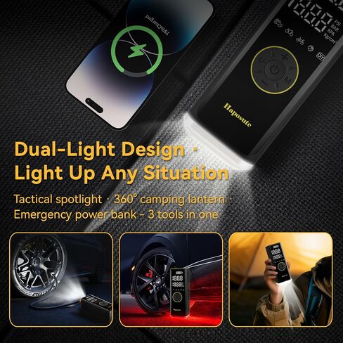Corded/Cordless Tyre Inflator Portable Air Compressor 12V DC, 150PSI 6000mAh Long-Lasting Battery Electric Air Pump with Digital Display & Dual LED Light for Car, Motorcycle, Bike, Ball & DIY in Saudi Arabia