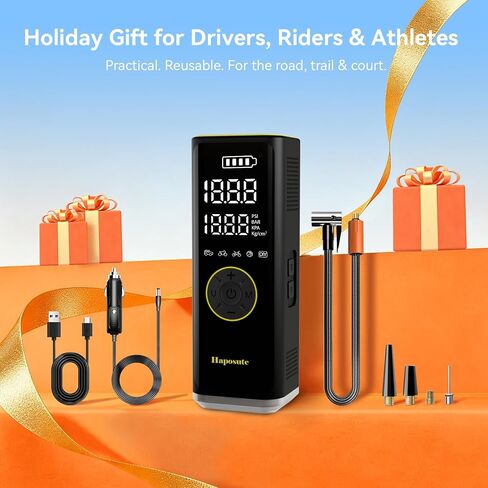 Corded/Cordless Tyre Inflator Portable Air Compressor 12V DC, 150PSI 6000mAh Long-Lasting Battery Electric Air Pump with Digital Display & Dual LED Light for Car, Motorcycle, Bike, Ball & DIY in Saudi Arabia