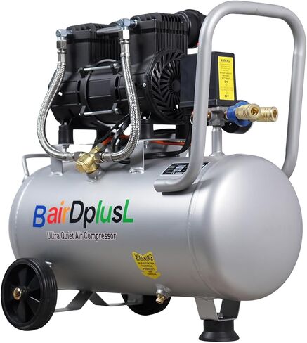 9.5 Gallon Ultra Quiet Air Compressor, MAX 115PSI,70dB,110V/60Hz | 2HP,8.75CFM,Oil-Free,Portable Air Compressor,with Wheels in Kuwait