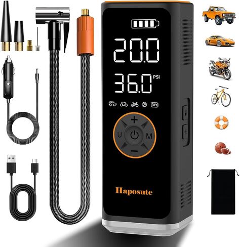 Corded/Cordless Tyre Inflator Portable Air Compressor 12V DC, 150PSI 6000mAh Long-Lasting Battery Electric Air Pump with Digital Display & Dual LED Light for Car, Motorcycle, Bike, Ball & DIY in Saudi Arabia