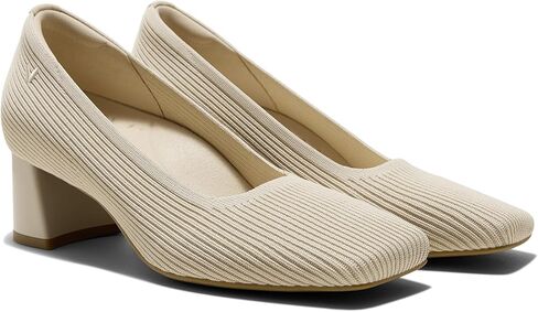 VIVAIA Monroe Women's Square-Toe Margot Chunky Heel Pumps, Knit Upper, Block Heel, Arch Support in Kuwait