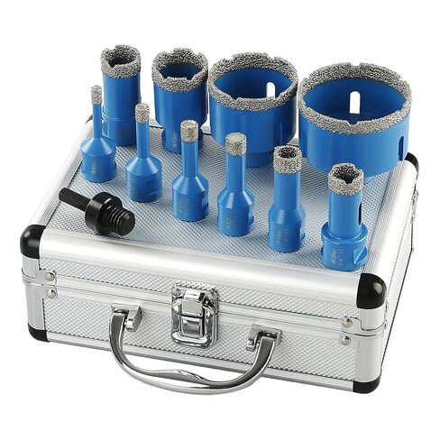 LOZLIN Diamond Hole Saw Kit, 11PCS Vacuum Brazed Tile Drill Bits Set, 5/8"-11 Thread Diamond Drill Bits with Hex Shank Adapter, Dry Wet Hole Saw for Ceramic Tile Marble Granite Quartz in Kuwait