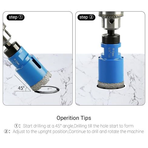 LOZLIN Diamond Hole Saw Kit, 11PCS Vacuum Brazed Tile Drill Bits Set, 5/8"-11 Thread Diamond Drill Bits with Hex Shank Adapter, Dry Wet Hole Saw for Ceramic Tile Marble Granite Quartz in Kuwait