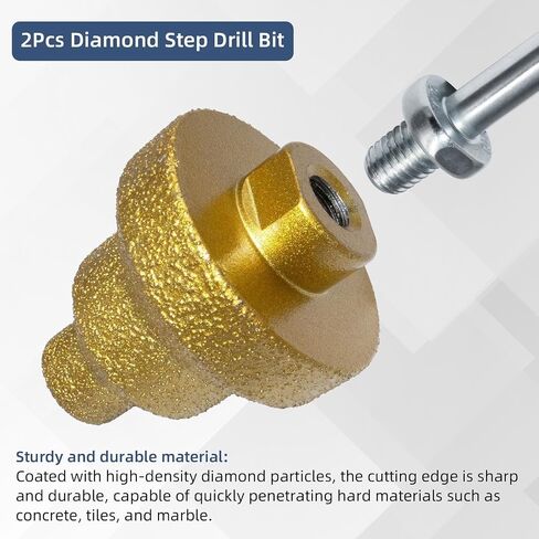 Diamond Brazed Step Drill Bit 20-35-50mm Cone Reamer for Tile Stone | Tapered cone design enables smooth hole enlargement and reaming for tile, marble, granite, concrete, wood, and metal. in Kuwait