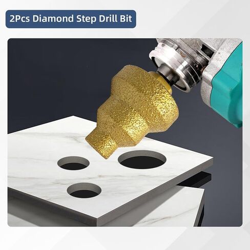 Diamond Brazed Step Drill Bit 20-35-50mm Cone Reamer for Tile Stone | Tapered cone design enables smooth hole enlargement and reaming for tile, marble, granite, concrete, wood, and metal. in Kuwait