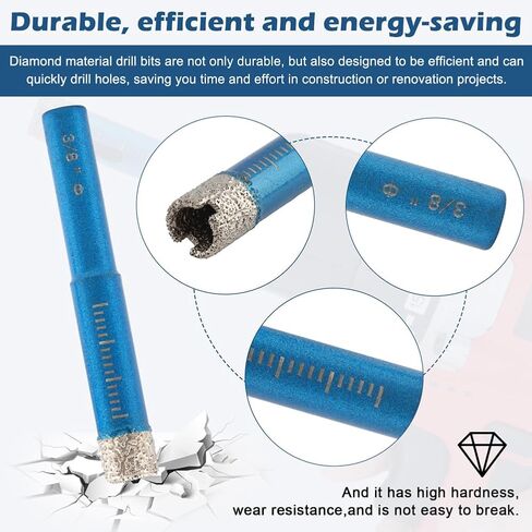9 Pack Diamond Drill Bits Set, Ceramic Drill Bit, Tile Dri-ll Bits for Ceramic, Porcelain, Marble, Granite, Stone, Glass (Blue) in Kuwait