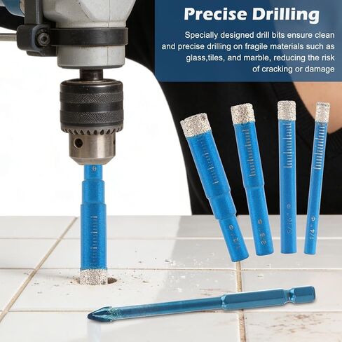 9 Pack Diamond Drill Bits Set, Ceramic Drill Bit, Tile Dri-ll Bits for Ceramic, Porcelain, Marble, Granite, Stone, Glass (Blue) in Kuwait