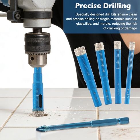9 Pack Diamond Drill Bits Set, Ceramic Drill Bit, Tile Dri-ll Bits for Ceramic, Porcelain, Marble, Granite, Stone, Glass (Blue) in Kuwait