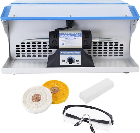 500W Jewelry Bench Polisher with Dust Collector for Jewelers | Variable Speed Benchtop Polishing Machine, Profesional Desktop Buffer Motor with Various Buffing Wheels, Polishing Compound in Kuwait