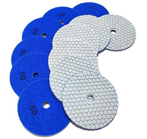 4 Inch New Model Dry Diamond Polishing Pads, 11PCS Dry/Wet Marble Polish Pad Kit for Drill Grinder Polisher -Granite Buffing Pad for Concrete Countertop Quartz Stones in Kuwait