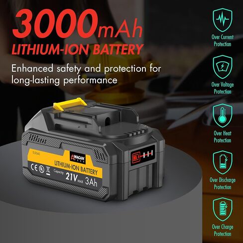 Wagan EL6404 OneVolt Cordless Polisher 10 XL Dual Action 10 Inch Buffer Kit with Dual-Handle, 6 Variable Speed 1500–3000 RPM, Includes 21V 3.0Ah Rechargeable Battery for Car Waxing and Detailing in Kuwait