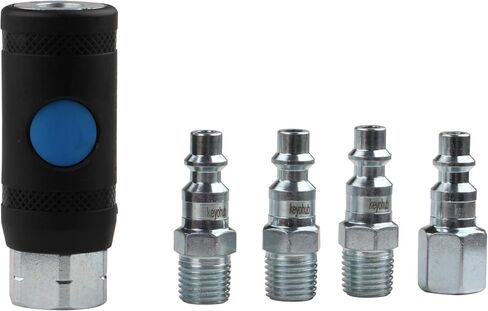 Push Button Safety 1/4 Inch Air Hose Fitting, 5 Pieces | Quick Connect Coupler, Steel with Zinc Plating in Kuwait