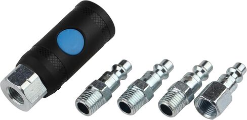 Push Button Safety 1/4 Inch Air Hose Fitting, 5 Pieces | Quick Connect Coupler, Steel with Zinc Plating in Kuwait