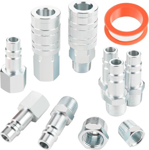 10PCS 1/2 Inch NPT Air Hose Quick Connect Fittings | High Flow I/M Air Coupler and Plug with 1/2" NPT Thread and 3/8" and 3/4" Adapter, Air Compressor Accessories in Kuwait