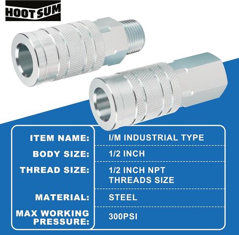 10PCS 1/2 Inch NPT Air Hose Quick Connect Fittings | High Flow I/M Air Coupler and Plug with 1/2" NPT Thread and 3/8" and 3/4" Adapter, Air Compressor Accessories in Kuwait