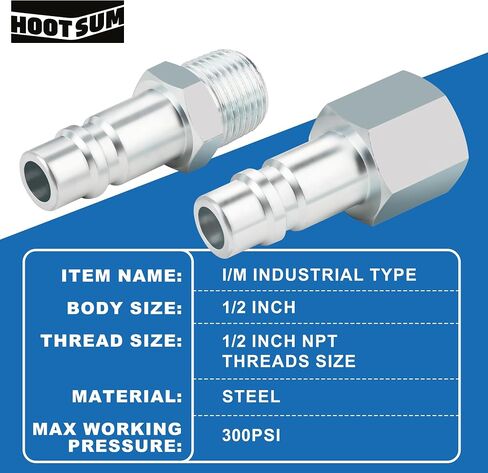10PCS 1/2 Inch NPT Air Hose Quick Connect Fittings | High Flow I/M Air Coupler and Plug with 1/2" NPT Thread and 3/8" and 3/4" Adapter, Air Compressor Accessories in Kuwait
