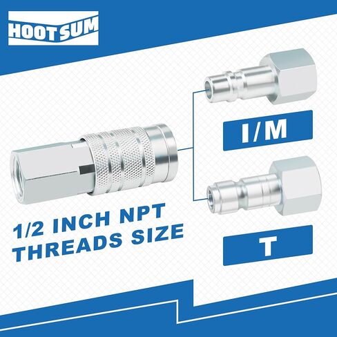 10PCS 1/2 Inch NPT Air Hose Quick Connect Fittings | High Flow I/M Air Coupler and Plug with 1/2" NPT Thread and 3/8" and 3/4" Adapter, Air Compressor Accessories in Kuwait
