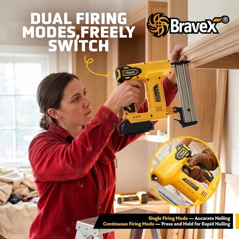 18GA Cordless Brad Nailer, 2-in-1 Electric Nail Gun Battery Powered with 500pcs Nails and 500pcs Staples, Adjustable Depth for Woodworking, Upholstery & DIY Projects - Battery, Charger Included in Kuwait