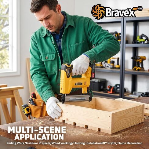 18GA Cordless Brad Nailer, 2-in-1 Electric Nail Gun Battery Powered with 500pcs Nails and 500pcs Staples, Adjustable Depth for Woodworking, Upholstery & DIY Projects - Battery, Charger Included in Kuwait
