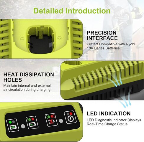 P117 18V Rapid Charger Replacement for Ryobi 18v Battery Charger Compatible with Ryobi 12V-18V Battery One Plus Lithium-Ion/NiCad/NiMh Battery P100 P102 P103 P105 P107 P108 P190 P191 PBP002 PBP005 in Kuwait