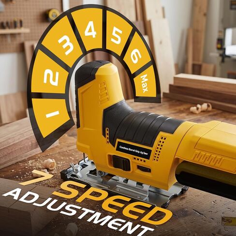 Jigsaw Cordless Compatible with DeWALT 20V MAX Battery, Barrel Grip Jig Saw Brushless, 7 Speed, 3 Orbital Settings, Vacuum Adapter, 45° Bevel Cutting, LED Light, Bare Tool for Wood, Plastic, Metal in Kuwait